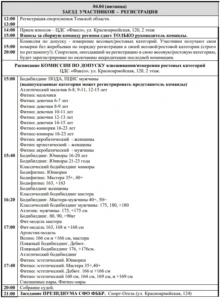 РАСПИСАНИЕ СОРЕВНОВАНИЙ